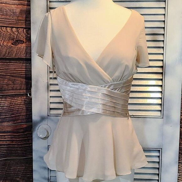 CLiz Claiborne Sz 4 Dressy Criss Cross Blouse - Picture 4 of 10